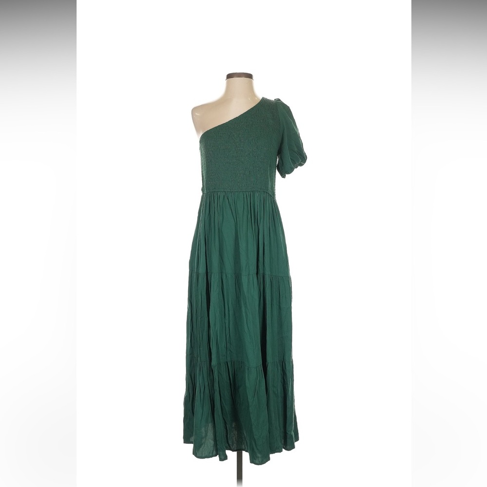 Zesica One-Shoulder Green Maxi Dress
